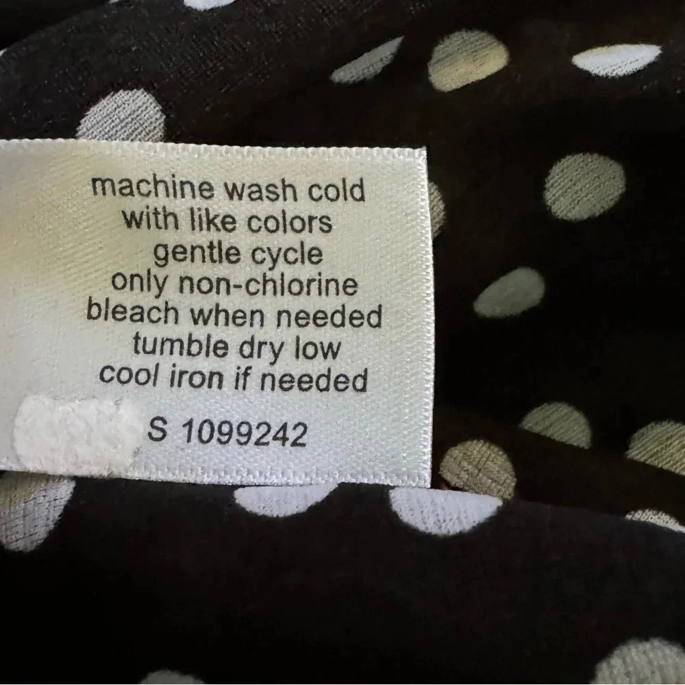Lane Bryant 14 16 XL Shirt Top Black White Polka Dot Peasant Long Sleeve V Neck - Picture 8 of 8